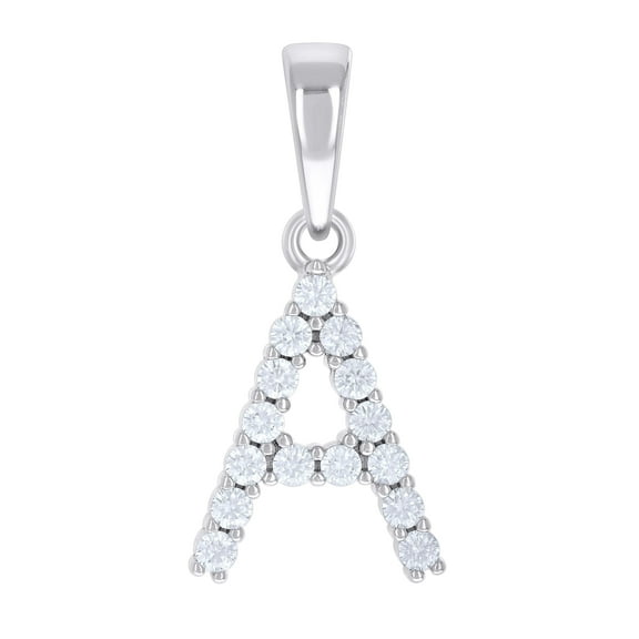 925 Sterling Silver Round Cut Moissanite Initial A Pendant Unisex Letter Charm 0.47 Ct.
