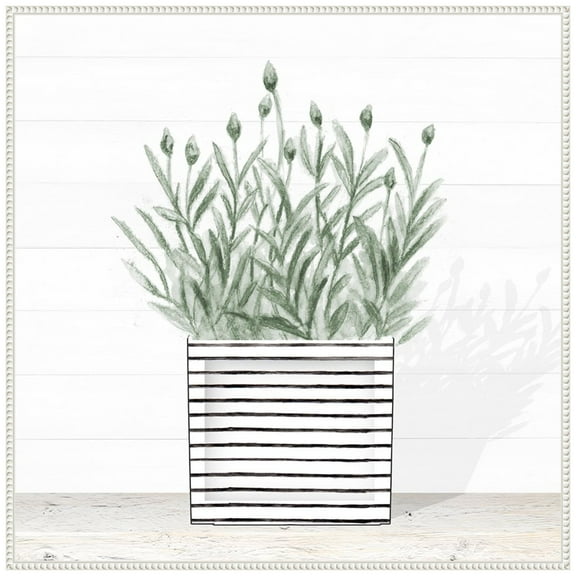 Amanti Art Lavender Blossom In Modern Pot III Framed Canvas Wall Art Print