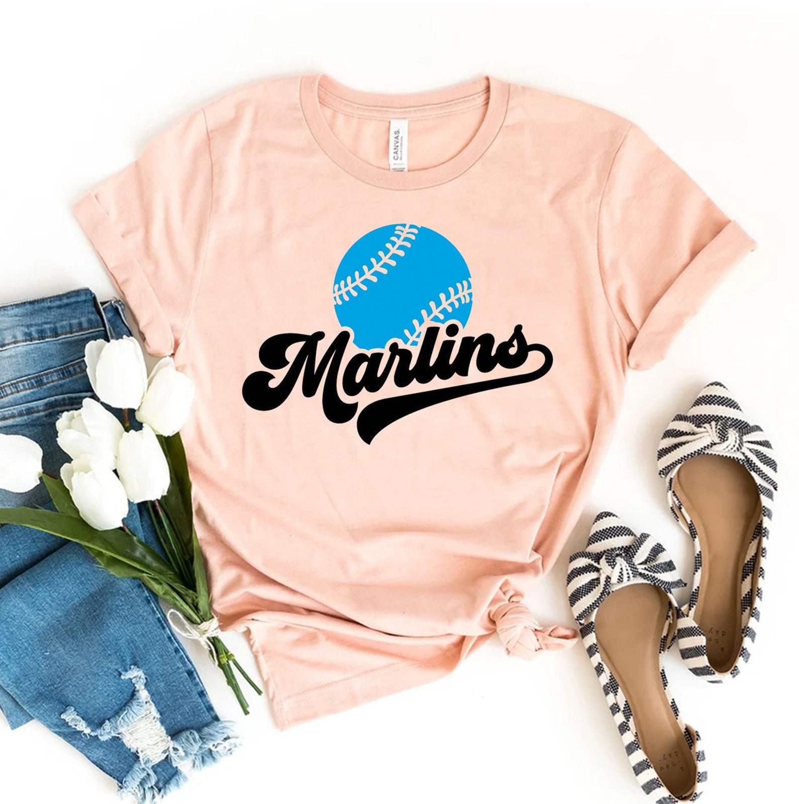 Marlins Baseball Tshirt Mlb Shirt Gift Game Day Tee Marlin Fishing Top