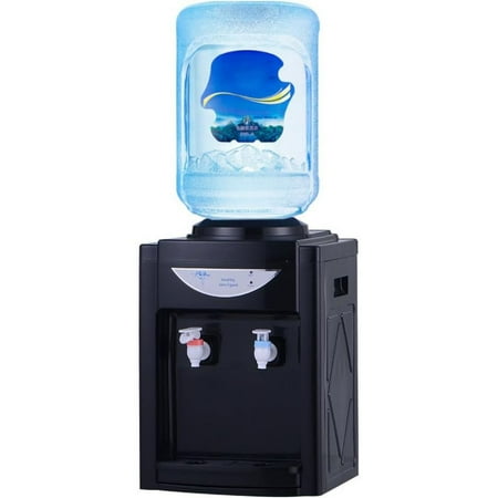 LUVCMFT Top Loading Water Cooler Dispenser - Desktop Hot and Cold Water Dispenser with Child Safety Lock for 2-5 Gallon Bottles, Water Machine for Home Office, Black