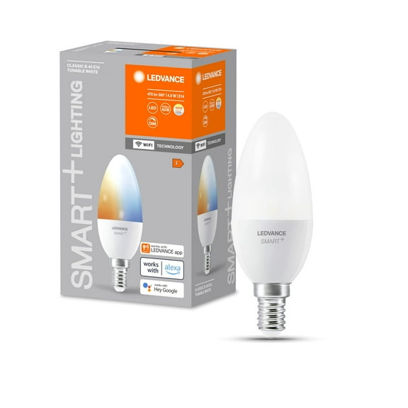 LEDVANCE Klassische Kerzenform mit WiFi-Technologie, E14, 4.9 W, 40W-Replacement Candle Single-