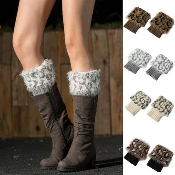 Zhaomeidaxi 1 Pair Women Faux Fur Boot Cuff Short Furry Leg Warmers Winter Socks Knitted Boot Socks