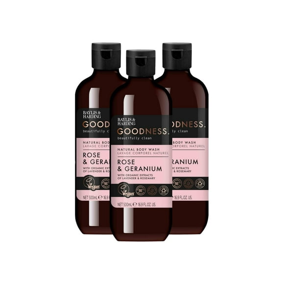Baylis & Harding Goodness Bath Soak Rose & Geranio Aroma. Baño natural en remojo 98 % de origen natural, aprobado por dermatólogos y vegano.