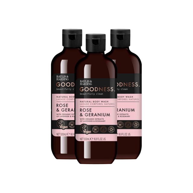 Baylis & Harding Goodness Bath Soak Rose & Geranio Aroma. Baño natural en remojo 98 % de origen natural, aprobado por dermatólogos y vegano.