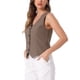 thumbnail image 4 of Chaleco sin mangas de botón y cuello en V para mujer Inspire Chic, color café, talla M, 4 of 6