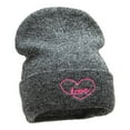 thumbnail image 4 of Radiant Love Embroidered Long Knitted Beanie - Black Marled OSFM, 4 of 5