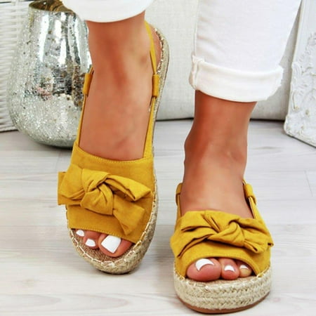 

HIMIWAY Sandals Women Women s Sandals Women s Fashion Casual Thick Bottom Peep Toe Butterfly Knot Buckle Strap Sandals Yellow 37