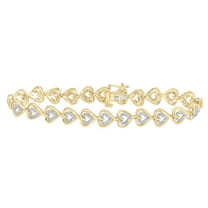 10K Yellow Gold Diamond Women's Fancy Heart Link Tennis Bracelet 1/2 CT | 7.25"