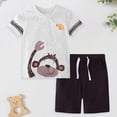 thumbnail image 2 of HCNTES Toddler Summer Outfits Toddler Clothes For Boy Short Sleeve Monkey Printing Tee Shorts 2-Piece Set for Zoo Trips Size 4-9T, 2 of 5