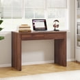 thumbnail image 4 of Wirrytor Walnut 43.3" Computer Desk With 2 Storage Drawers, Mid-Century Modern Small Office Desk, Versatile Study Vanity Table For Bedroom & Home Office, 4 of 9