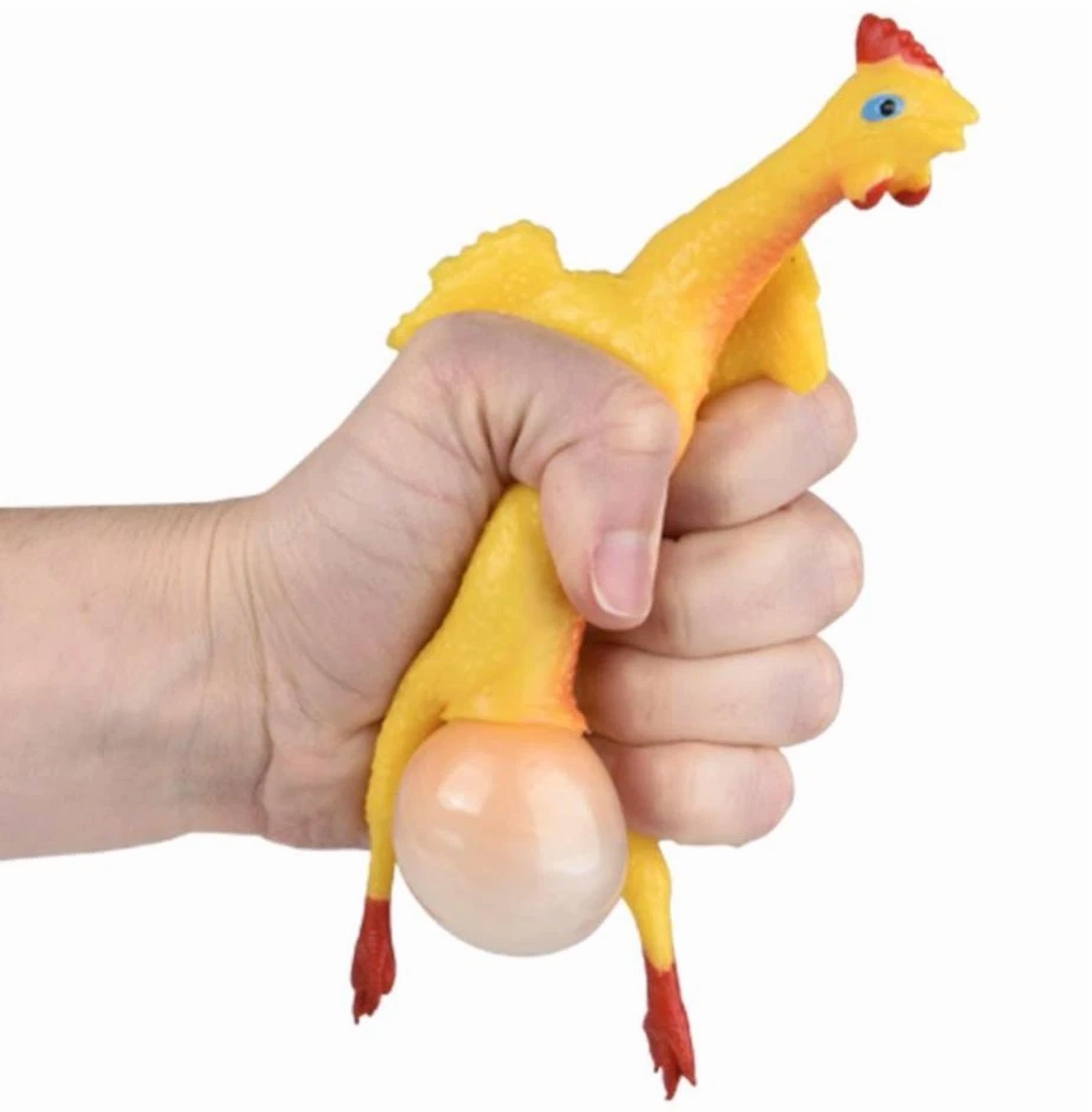 CIRCLE- 3 Chicken N' Egg Squeeze Stress Squishy Toys - Hidden Egg Pops Out! Classic Gag
