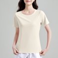 thumbnail image 2 of Womens Summer Casual T-Shirts Solid Color Base Tees Round Neck Short Sleeve Moisture Wicking Yoga Tops (XL, Yellow), 2 of 6