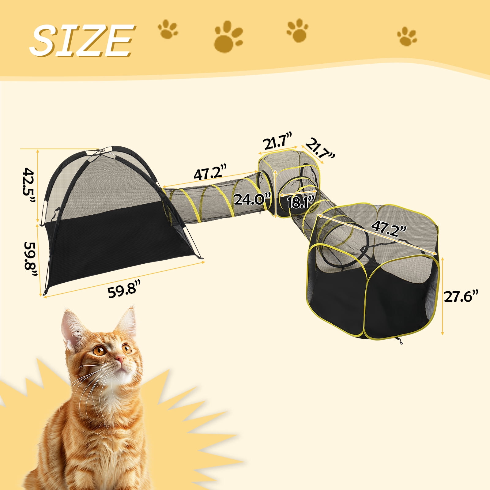 UBesGoo Cat Enclosures for Outside, Portable Cat Tent for Dogs and Small Animals, Cat Outdoor Tent with Foldable Bag(Orange)