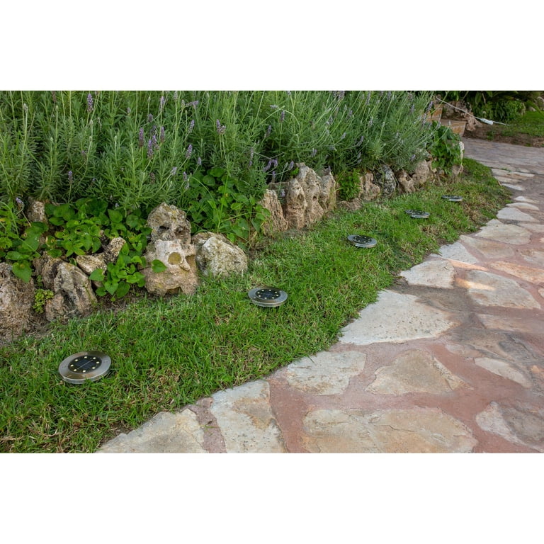 Black & Decker BDSLPT8P Solar Path Light Set – 8-Pack, Outdoor Silver Fixtures