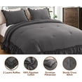 thumbnail image 4 of D.N.G. BEDDINGS 5 Piece Luxury 5 Inch Two Layer Ruffle Comforter Set Premium Super Soft, 800 TC, 100% Egyptian Cotton, Super Soft, Oversized Super King Size Dark Grey Color, 4 of 7