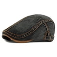 thumbnail image 2 of lnmuld Denim Newsboy Cap Adjustable Flat Cap Contrast Stitch Ivy Hat for Men Size:One Size, 2 of 3