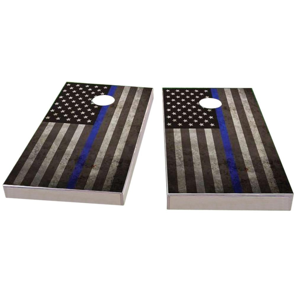 Corn Hole Wraps Police Thin Blue Line American Flag Cornhole Board Prints 