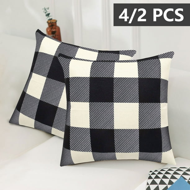 TSV Farmhouse Decor Pillow Covers, Black and White Buffalo ...