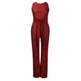 thumbnail image 2 of Danhjin Sexy Jumpsuits for Women Elegant Clubwear Deep Cerw Neck Wide Leg Pants Long Sleeve Rompers Sparkly Jumpsuits with Belt on Clearance, 2 of 6