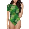 thumbnail image 2 of Picia Green Flower Womens One Piece Swimsuits Modest Tummy Control Bathing Suits Lace Up Slimming Swim Suit-Medium, 2 of 9