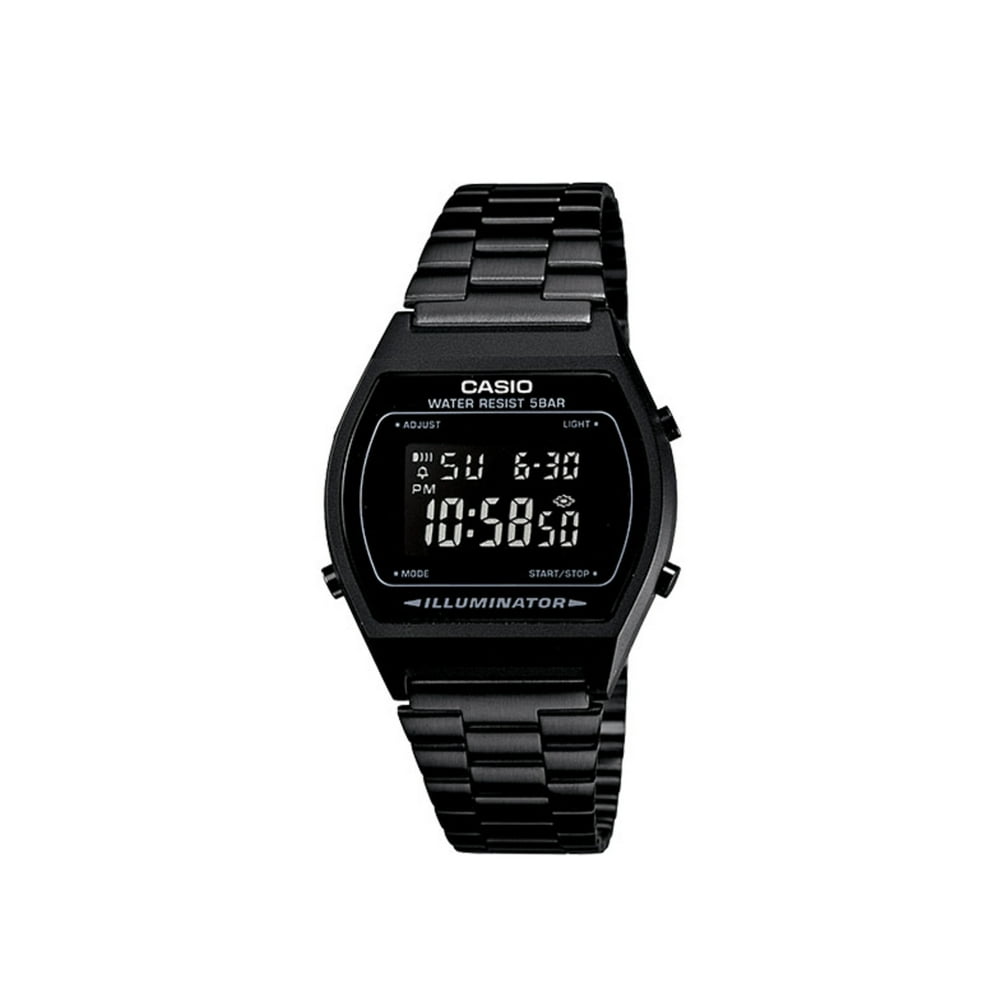 Casio - Retro Illuminator Digital Black Stainless Steel 50M B640WB-1B Watch - Walmart.com