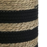 BHG 11 Black & Natural Striped Rush Basket with Handles