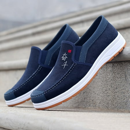 

Cathalem Casual Shoes Men 7 Fashion All Season Men Casual Shoes Flat Non Slip Lightweight Suede Cloth Solid Color Comfortable Shoes Blue 11