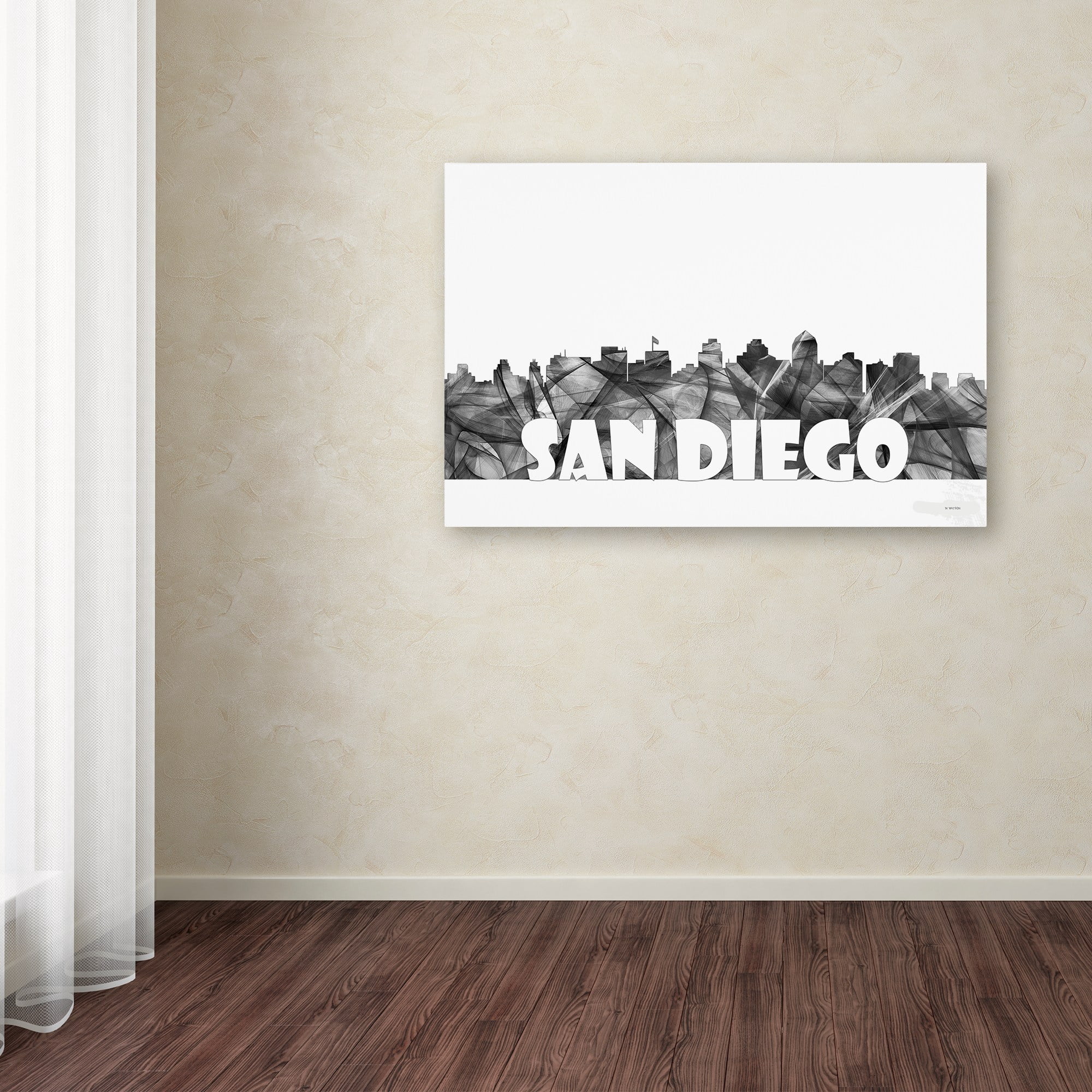 Trademark Fine Art 'San Diego California Skyline BG-2' Canvas Art by Marlene Watson