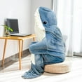 thumbnail image 7 of Shark Blanket Hoodie Onesie, Blue Wearable Sleeping Bag for Adults, Soft Cozy Costume, XL, 7 of 7