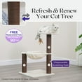 thumbnail image 4 of "Catry 28"" Beige 3-Level Small Cat Tree with Hammock, Scratching Post, and Plush Perch for Indoor Climbing", 4 of 9