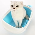 thumbnail image 4 of Semi-Enclosed Cat Litter Box Practical Cat Cleaning Bath Basin Plastic Cat Toilet (Blue, Size M), 4 of 8
