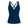 thumbnail image 5 of XIAONU Women's Cross-Back Ruched Tankini V-Neck Summer Sea Swim Top, 5 of 5