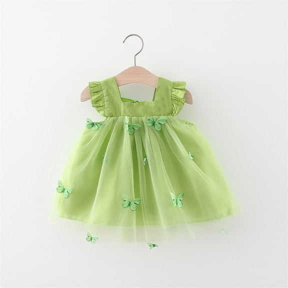 Weebloom Flower Girl Dress Birthday Wedding Baby Tutu Dress Summer Sleeveless Backless Princess Party Dresses Dot Bow Dress With Straw Hat Set Formal Green Girls Dresses