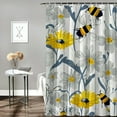 thumbnail image 2 of Orinice  Grey Shower Curtain, Daisy Flowers Bees in Spring Time Honey Petals Floret Nature Purity Blooming, Cloth Fabric Bathroom Decor Set with Hooks,  White, 2 of 7