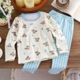 thumbnail image 2 of NOLDARES Toddler Boys Fall Winter Set Long Sleeve Cute Print Graphic Crewneck Sweatshirt Elastic Waist Joggers 2 Piece Warm Outfits Clothes Size:4-5 Y,Sky Blue, 2 of 9