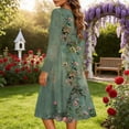 thumbnail image 5 of Baikeli Womens Floral Dresses Long Sleeve Empire Waist A Line Midi Dress Flowy Casual Summer Dresses Army Green L, 5 of 8
