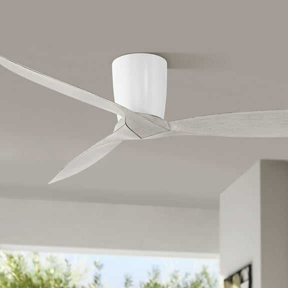 56" Casa Vieja Tre White and Oak Indoor/Outdoor Hugger Ceiling Fan