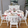 thumbnail image 2 of Red Christmas Gingerbread Man Pattern Round Tablecloth 60"x60",Wrinkle Wipeable Table Cloth for Kitchen Dining Room Picnic Patio Party, 2 of 6