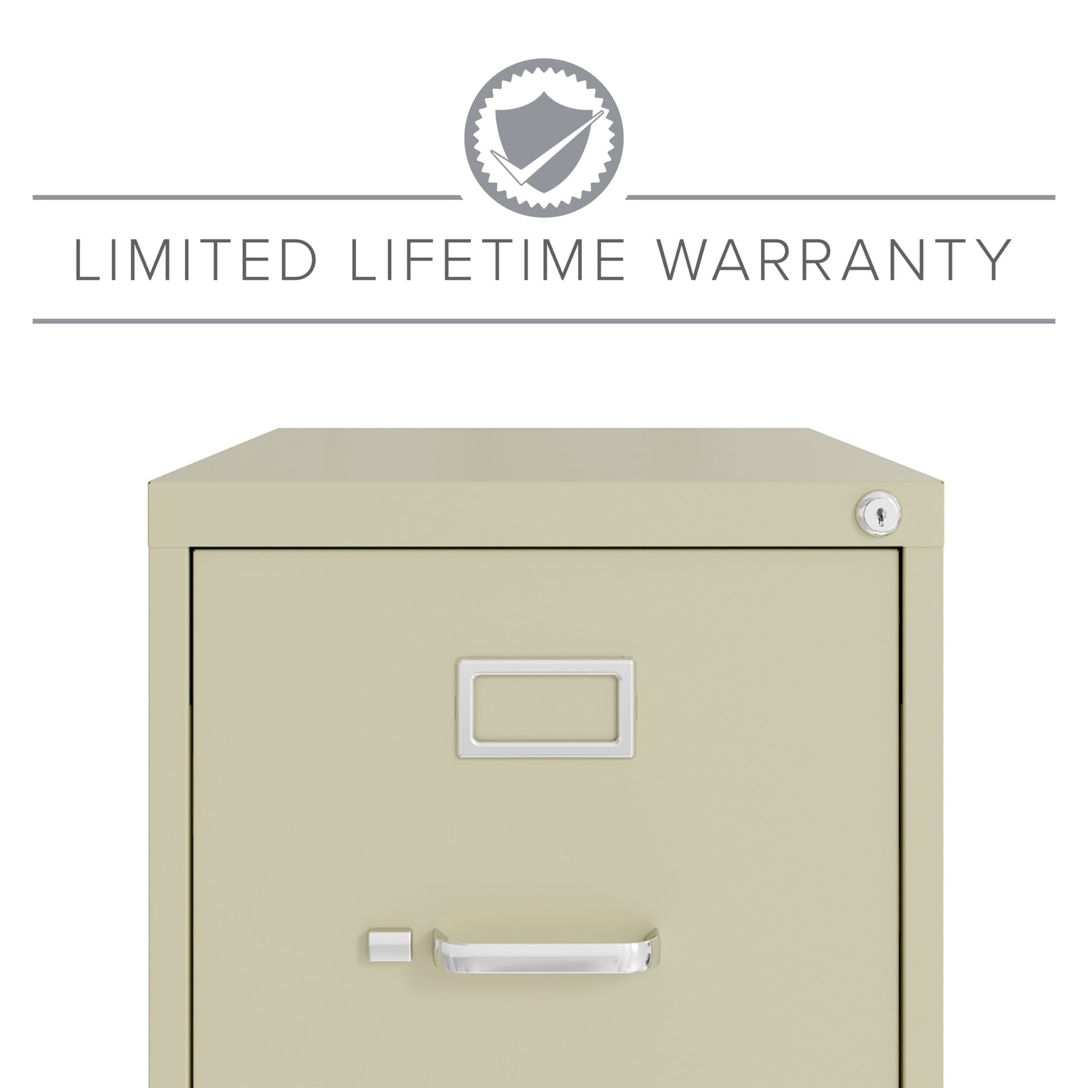 Hirsh Pro 4 Drawer Letter Locking Metal Vertical File Cabinet, 25" Deep, Putty