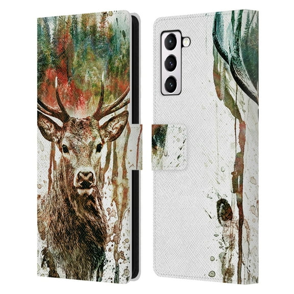 Head Case Designs Officially Licensed Riza Peker Animals Deer Leather Book Wallet Case Cover Compatible with Samsung Galaxy S21 5G