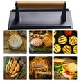 thumbnail image 7 of Tnobhg Rectangle Cast Iron Bacon Press with Wood Handle Even-Heat Transfer Healthy Cooking Comfortable Grip Meat Press, 7 of 7