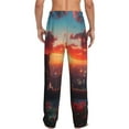 thumbnail image 3 of Uemuo Cat Watching City Sunset Pattern Men's Wide Leg Palazzo Lounge Pants with Pockets Light Weight Loose Comfy Casual Pajama Pants-X-Large, 3 of 9