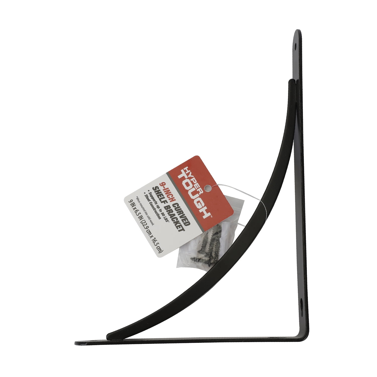 Hyper Tough 9" X 6.5" Curved Shelf Bracket, Black