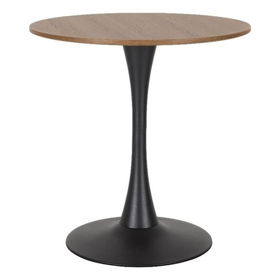 Pemberly Row Brown Engineered Wood Grain Finish & Black Metal Base Bistro Table