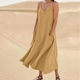 thumbnail image 2 of SMihono Summer Cotton Linen Long Dress for Women 2025 Sleeveless Boho Flowy Dresses Plus Size Loose Comfy Dress with Pockets Yellow M, 2 of 6