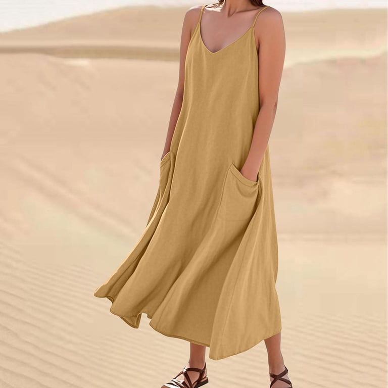 Ygbgbb Women's Sleeveless Empire Waist Dress Summer Casual Beach A Line Dresses Pleated Loose Fit Knee Length Dresses with Pockets 2026 New Yellow XL - Walmart.com Ygbgbb Women's Sleeveless Empire Waist Dress Summer Casual Beach A Line Dresses Pleated Loose Fit Knee Length Dresses with Pockets 2026 New Yellow XL - Walmart.com