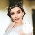 thumbnail image 3 of FELTECHELECTR Diadema de diamantes de imitación con orejas de gato para fiesta de disfraces (dorada), 3 of 3