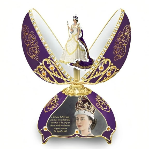 The Bradford Exchange Queen Elizabeth II Egg Music Box 6.5-inches