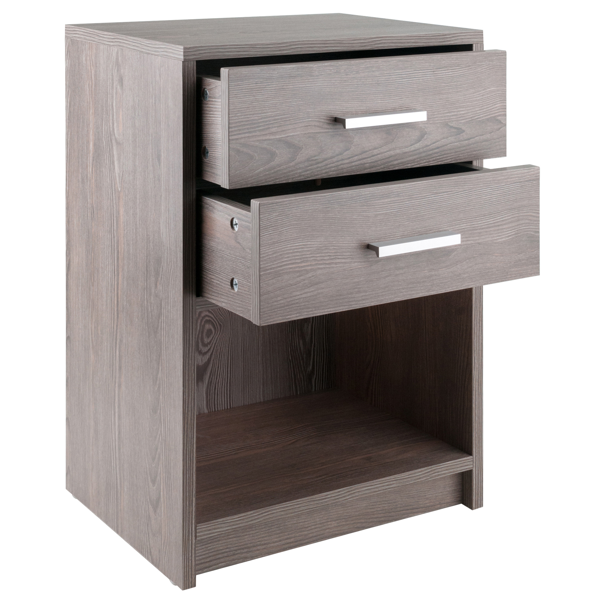 Winsome Wood Molina 2 Drawer Nightstand Ash Gray Finish Walmart Com Walmart Com