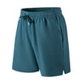 thumbnail image 3 of Bcfgryg Male Spring And Summer Solid Color Shorts Ice Sense Zipper Pocket Slit Trousers Large Size Tie Rope Five Point Pants Men's Shorts For Swimming Dark Blue S, 3 of 4